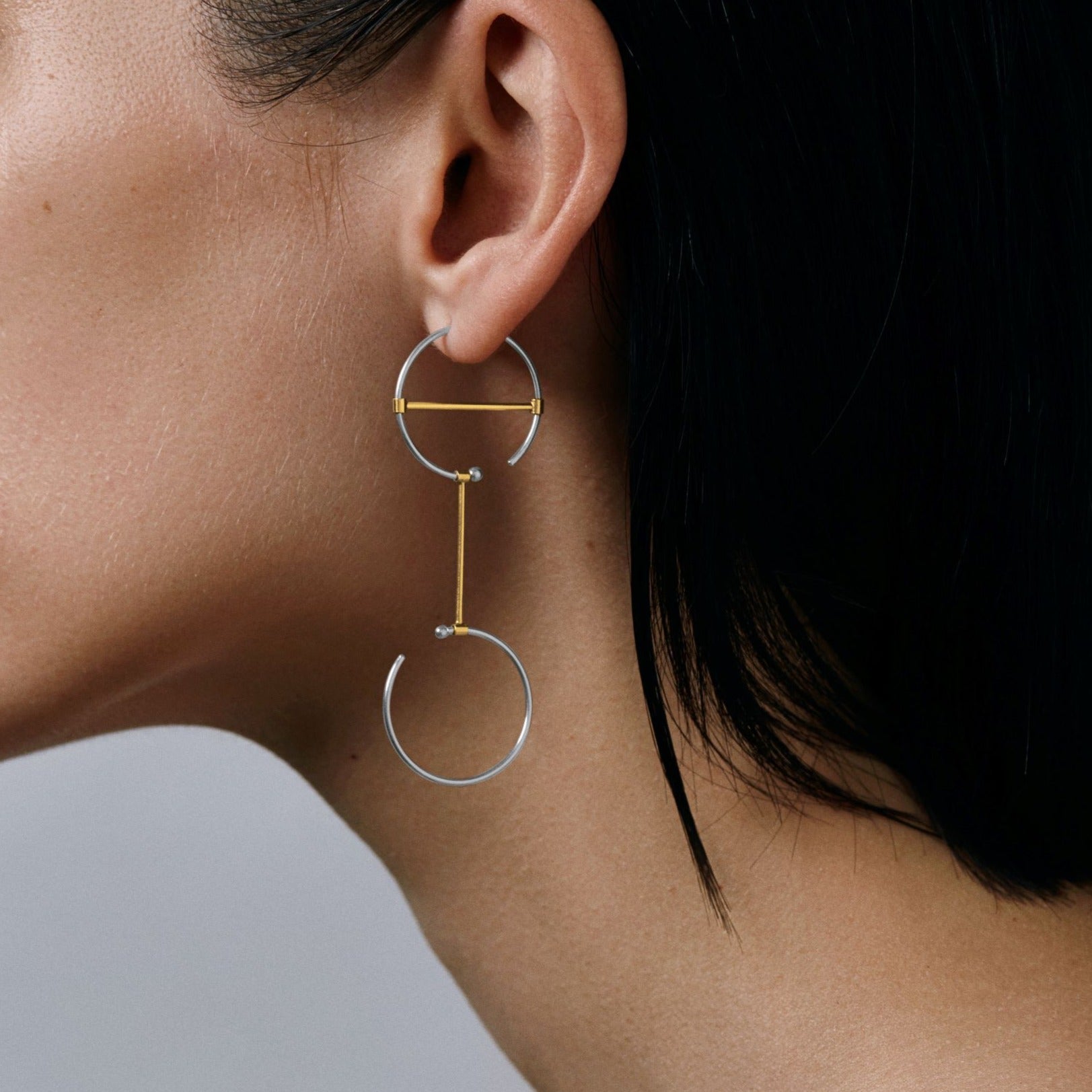 O1O1 modular earrings / gold + silver