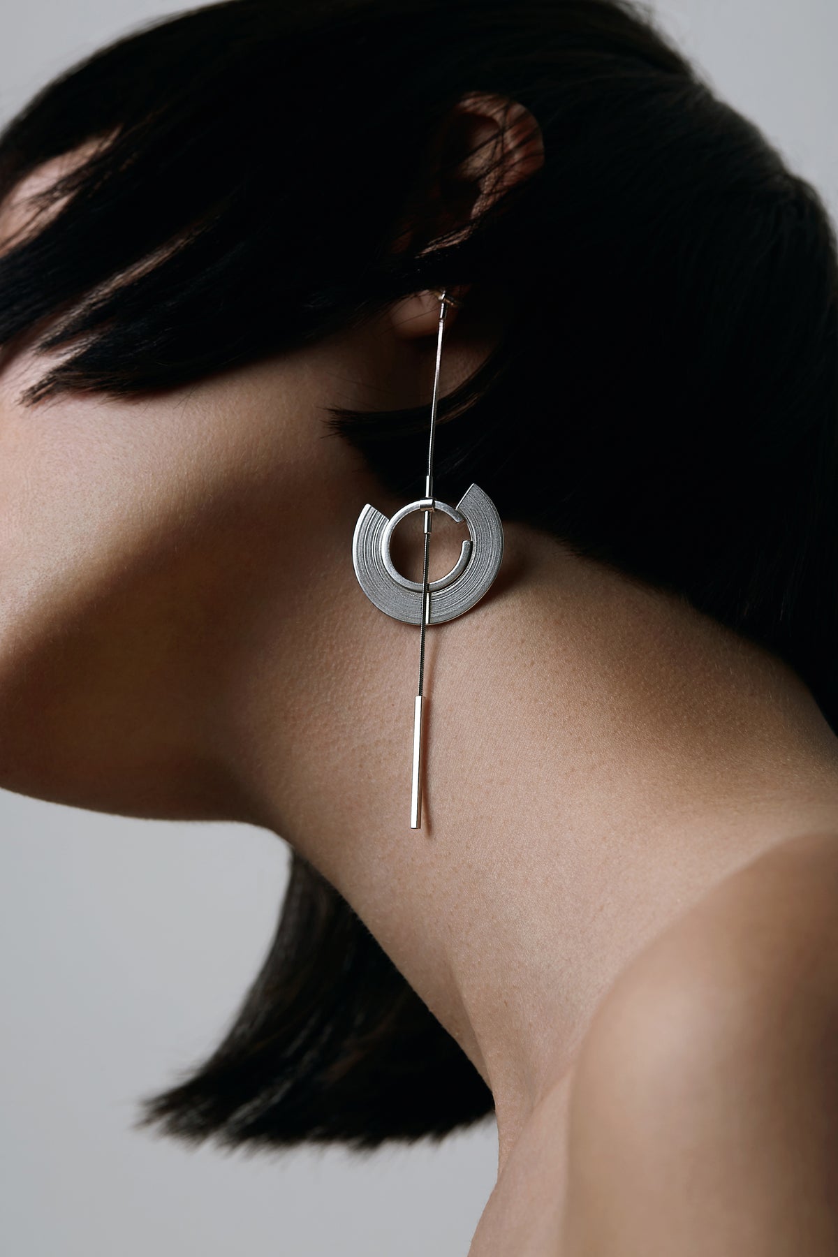 Modern modular silver jewellery Earring