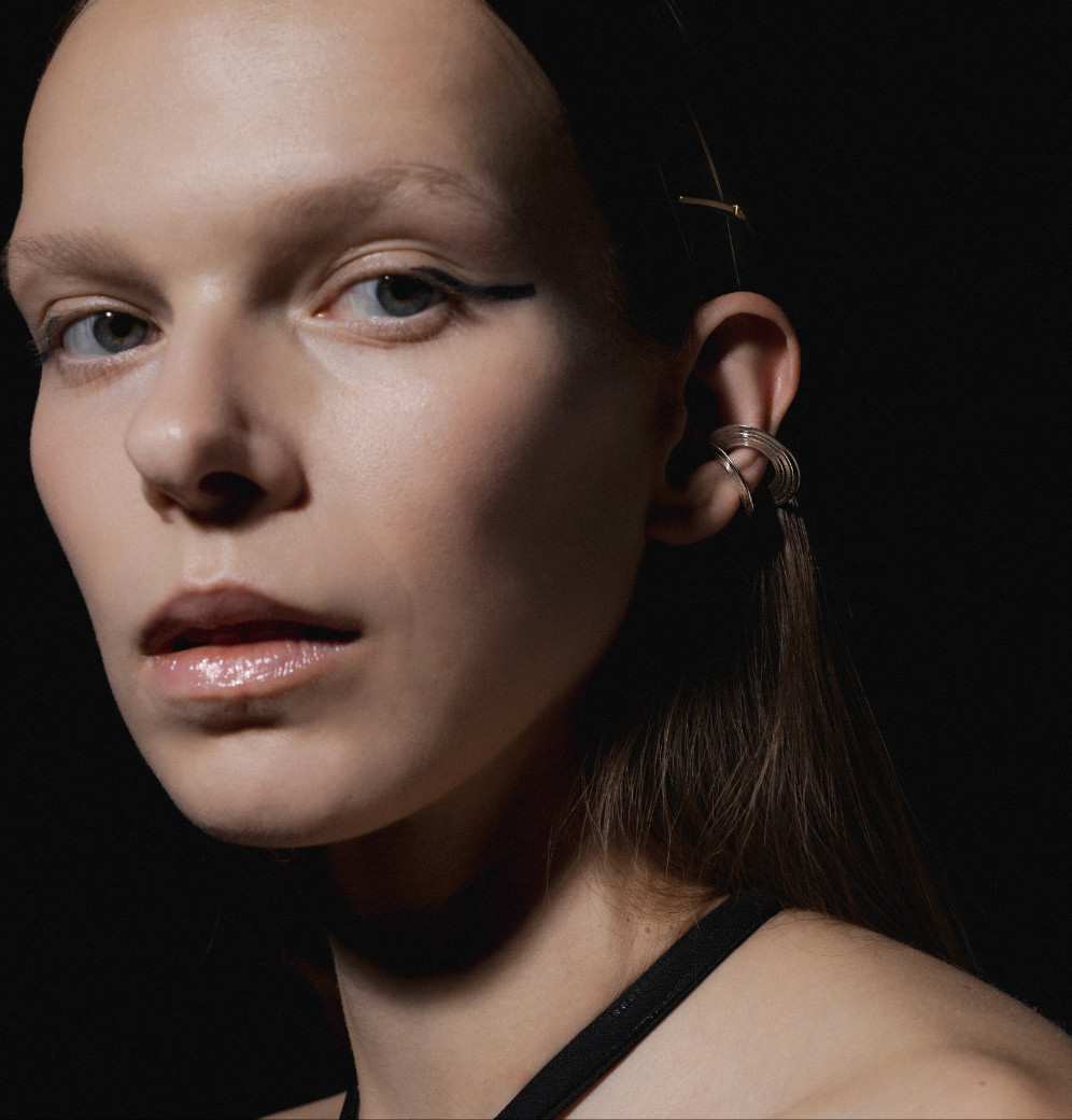 Modern modular silver jewellery Earcuff