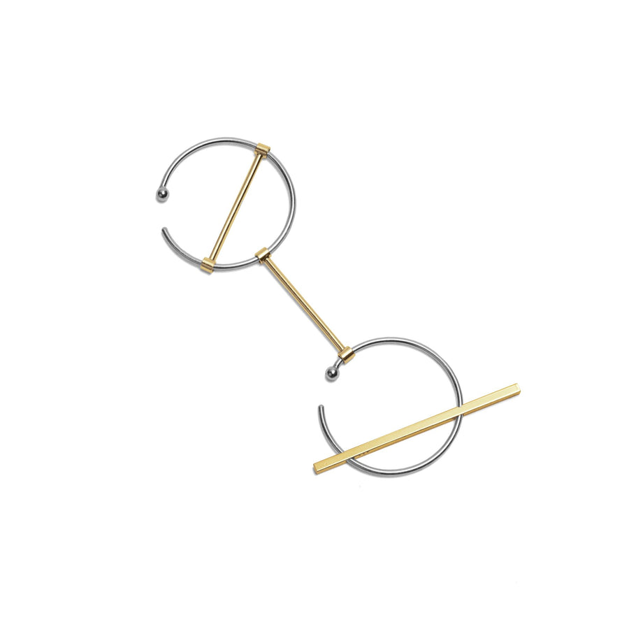 O1O1 modular earrings / gold + silver