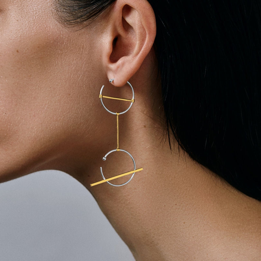 O1O1 modular earrings / gold + silver