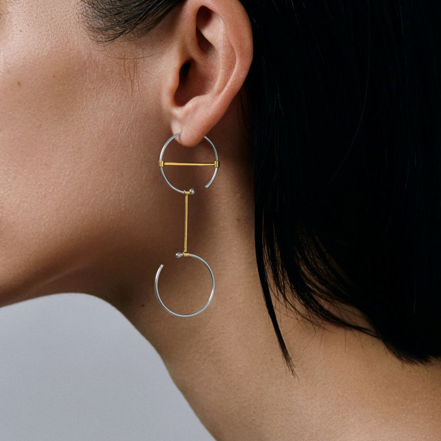 O1O1 modular earrings / gold + silver