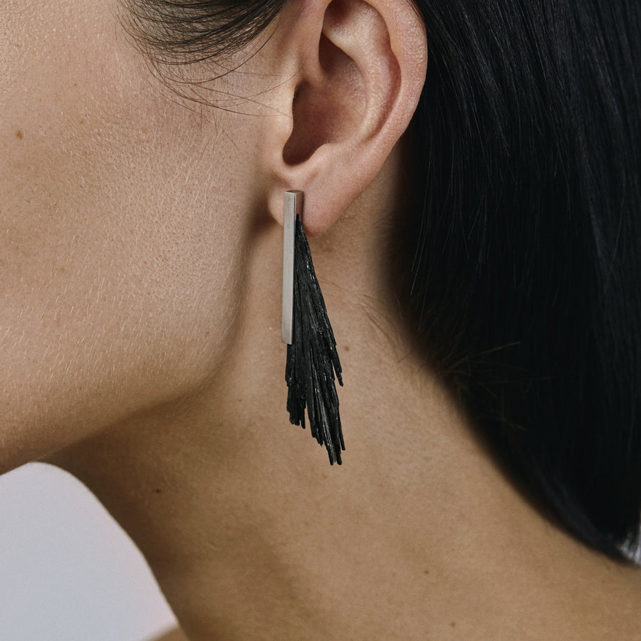 ZENITH earrings from black Kyanite